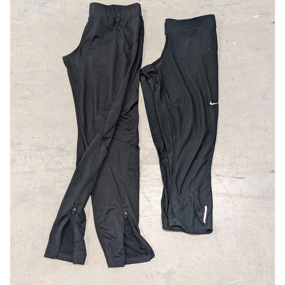 Lot Of 2 Black Work Out Pants Capris Size Large Nike Under Armour